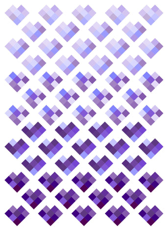 Scrappy Love quilt pattern by Penny Spool Quilts - digital mockup in purple ombre on white