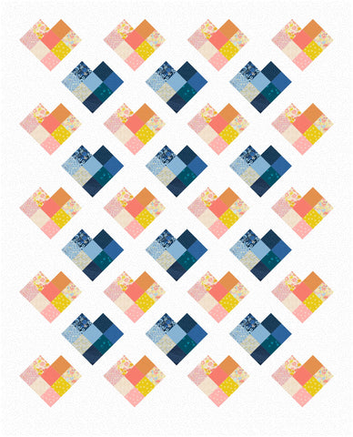 Scrappy Love quilt pattern by Penny Spool Quilts - digital mockup in Prickly Pear by Figo Fabrics