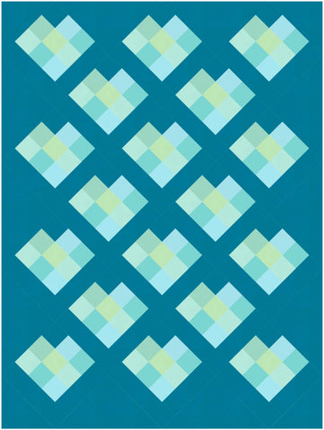 Scrappy Love Quilt Pattern by Penny Spool Quilts - digital mockup in mint and turquoise