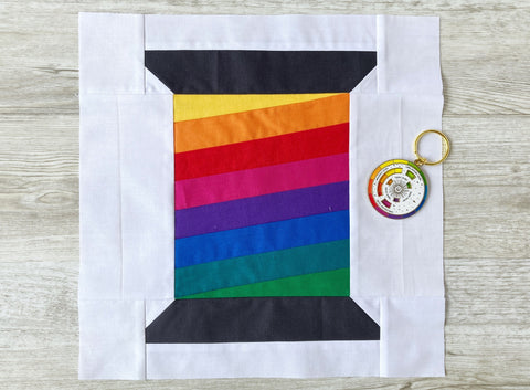 Rainbow Thread Spool FPP quilt block by Penny Spool Quilts
