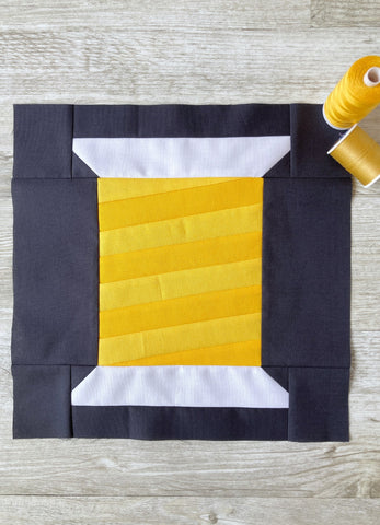 Yellow Thread Spool FPP quilt block by Penny Spool Quilts