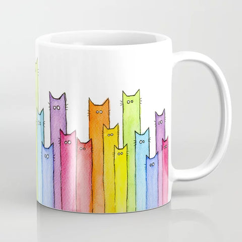 Watercolor Cats Mug - Rainbow Roundup at Penny Spool Quilts