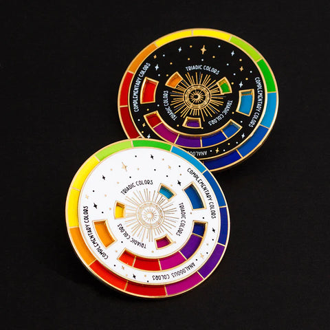 Spinning Color Wheel enamel pin - rainbow roundup at penny spool quilts