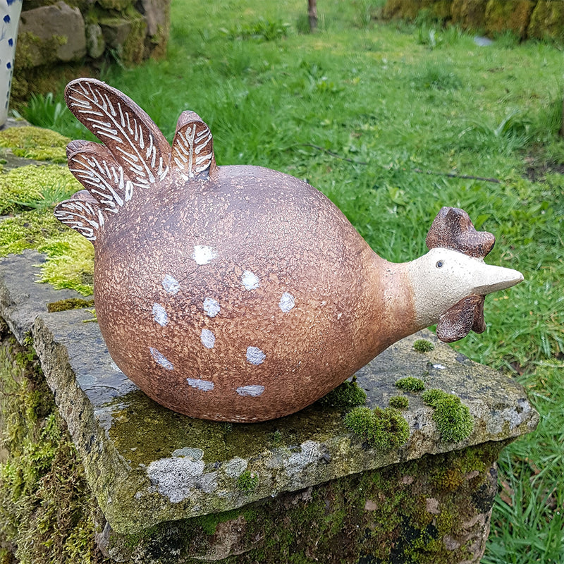 Curious Matilda Chicken Garden Ornament available at garden gifts
