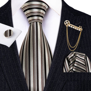 Open image in slideshow, Designer Silk Tie, Tie Pin &amp; Handkerchief Set
