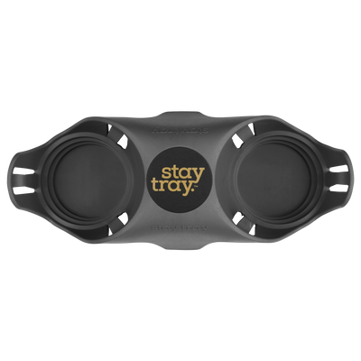 Classic Stay tray 2 Cup Reusable Drinks Tray Cloud with Black and Gold Centre
