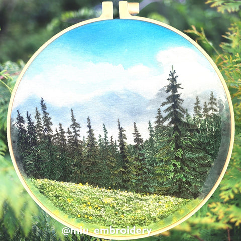Landscape embroidery - forest by Miuembroidery 