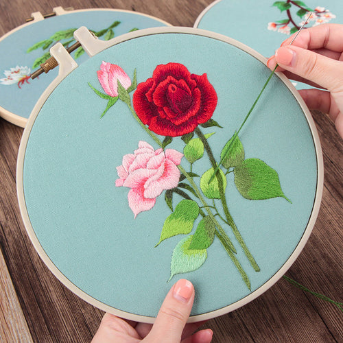 Red Peony Flower Hand Embroidery Full Kit – MiuEmbroidery