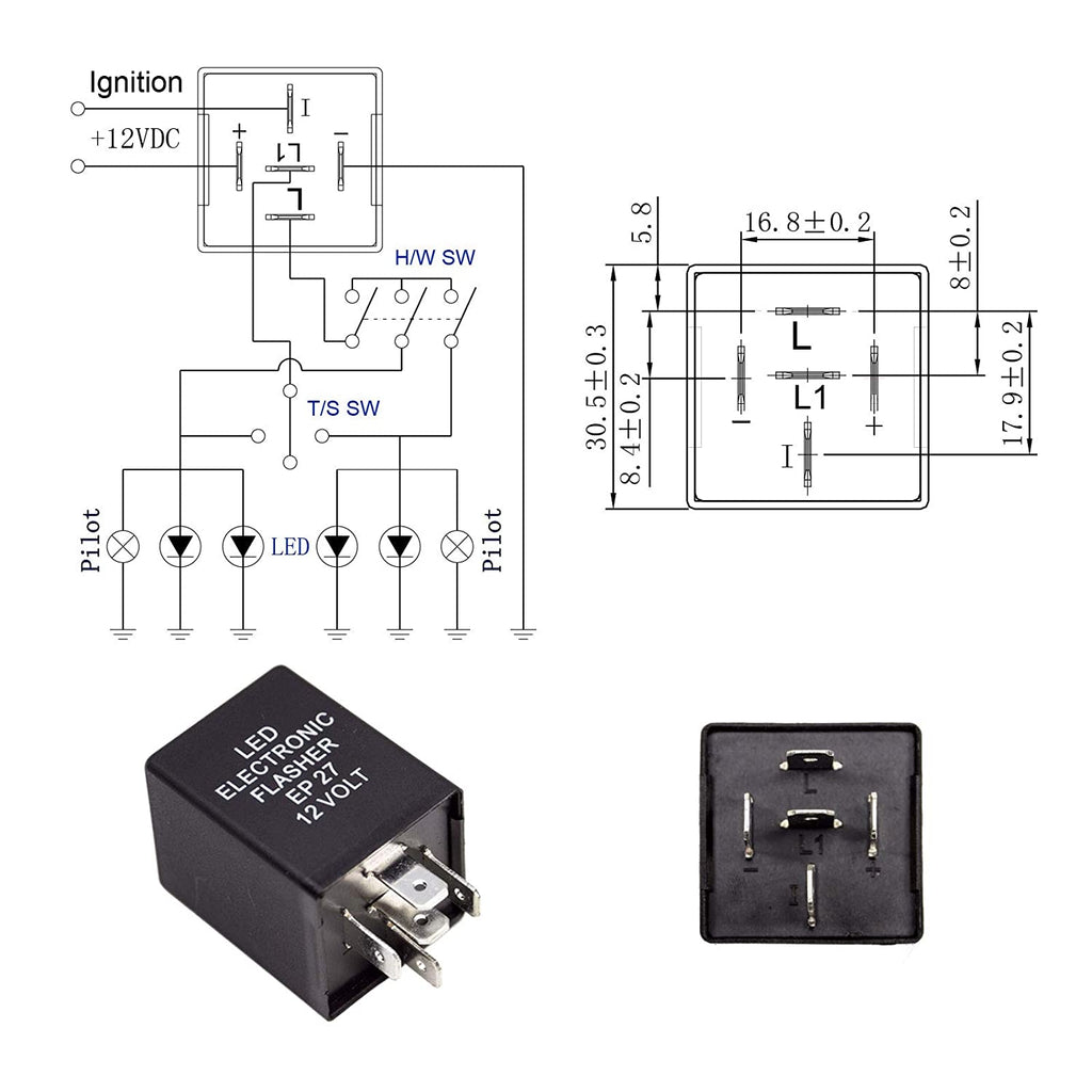 5PIN EP27 Electric Flasher Relay: Anti Hyper Flash For Ford Mustang