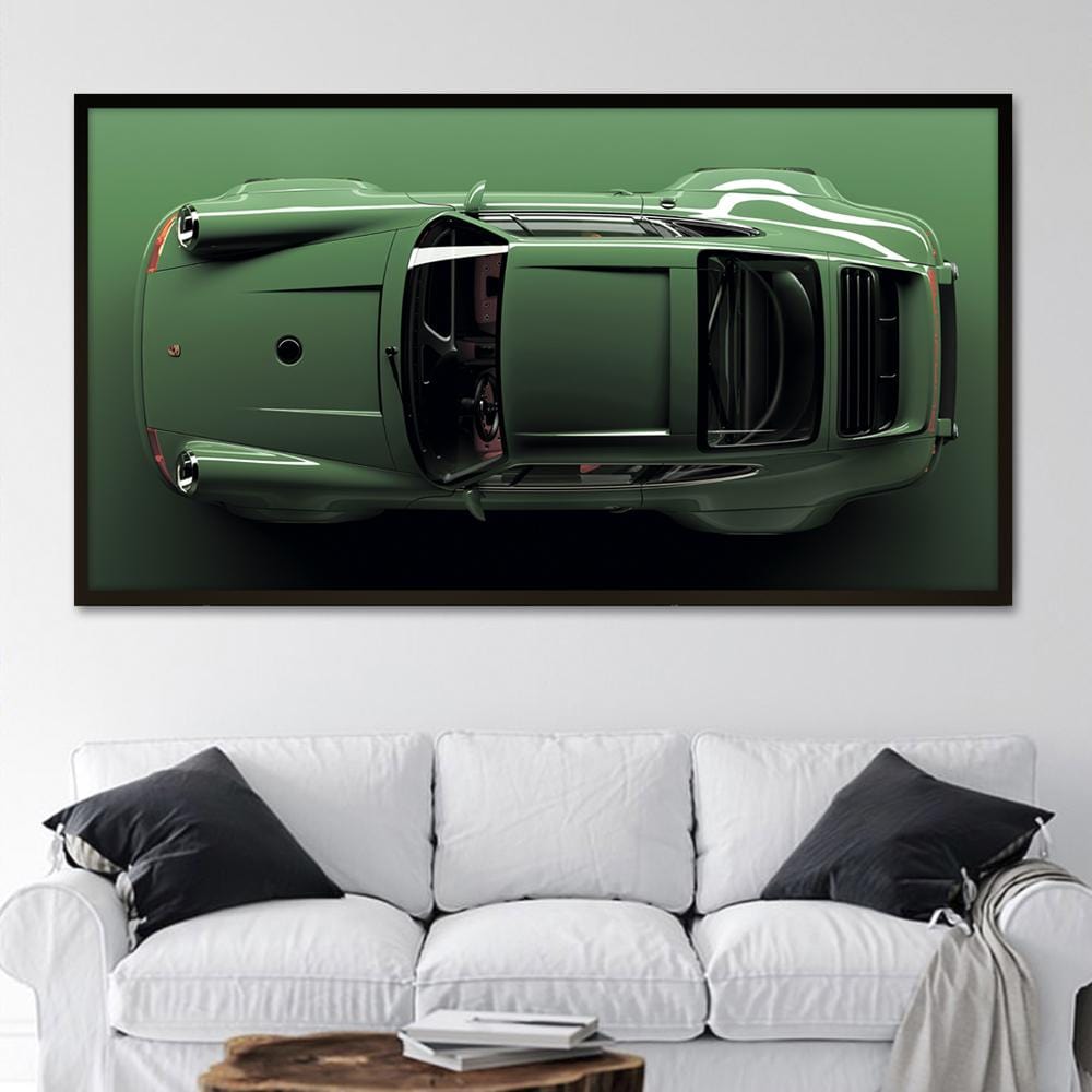 Green Porsche 911 Poster - Framed Canvas Wall Art Print | Canvas4Walls ...