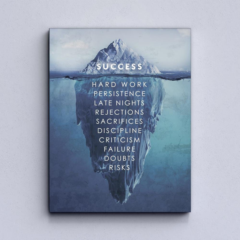 Motivational Wall Art Success Iceberg - Framed Wall Art Canvas Print ...