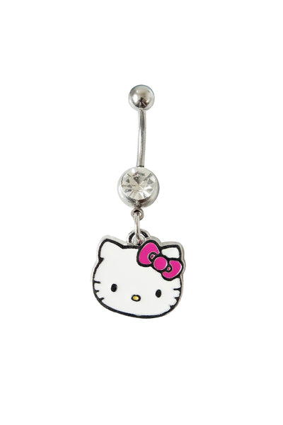 Hello Kitty White enamel belly Bar (Austrian Crystal) 2