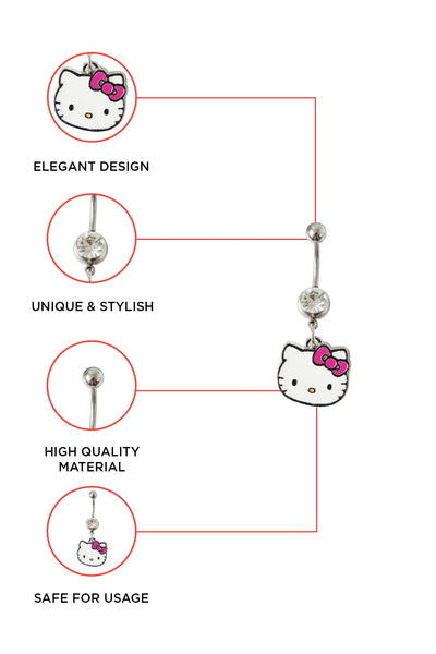 Hello Kitty White enamel belly Bar (Austrian Crystal) 1