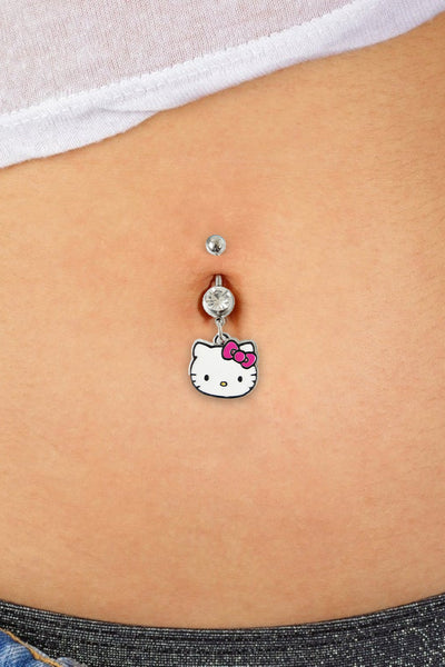 Hello Kitty White enamel belly Bar (Austrian Crystal) 0