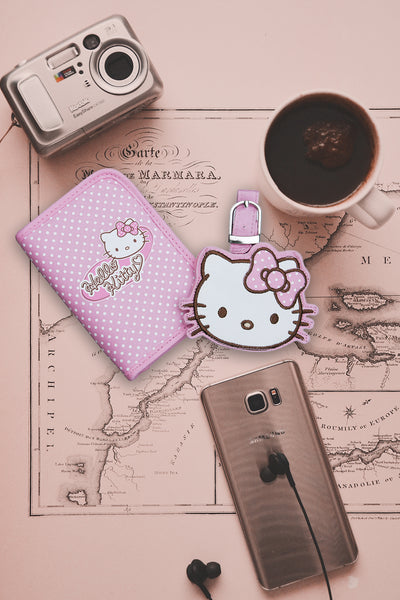 Hello Kitty Pink Passport Holder and Luggage Tag Set With Gift Box 0