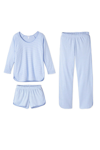 LAKE | Pima Cotton Pajamas | Hydrangea Pajama Long Sleeve Bundle