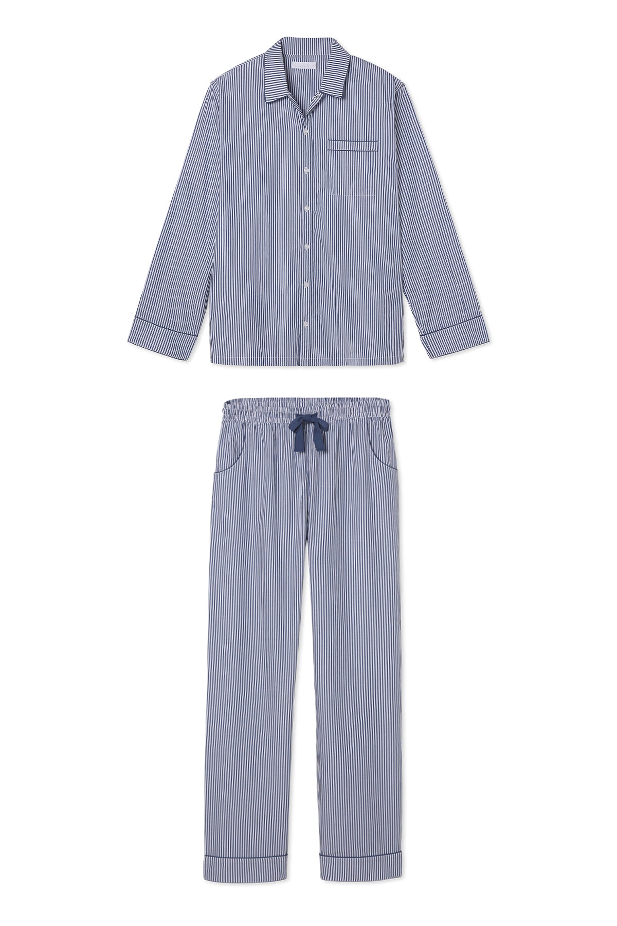 Men's Poplin Pajama Set in Navy Stripe