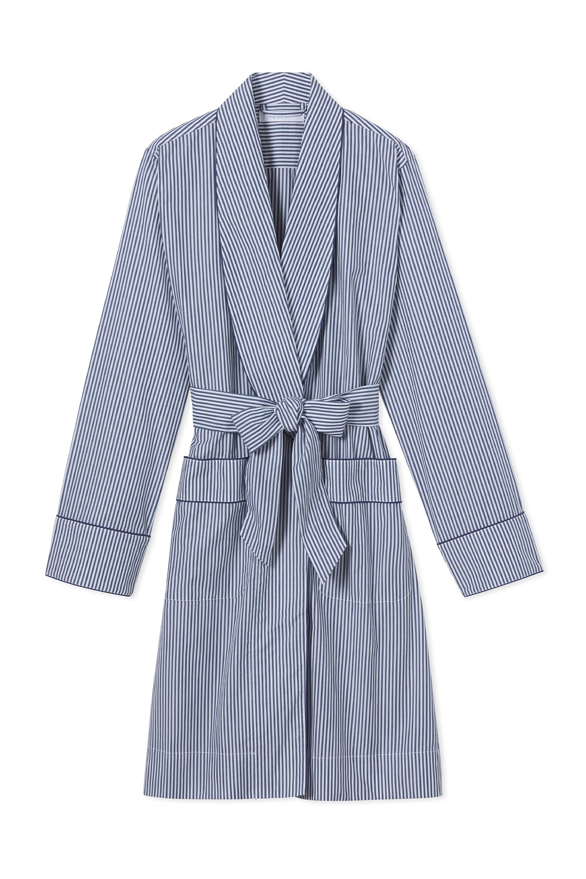 Ralph Lauren Home Cotton Piped Bathrobe - Navy - L