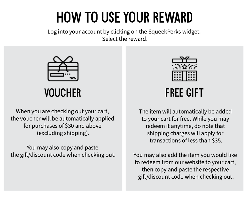 SqueekPerks How to Use Your Reward