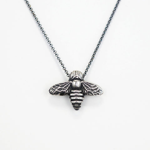 Oxidized Silver Bee Pendant