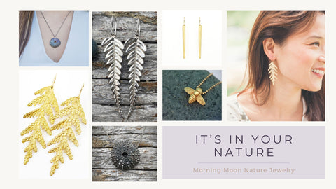 collage of nature inspired jewelry