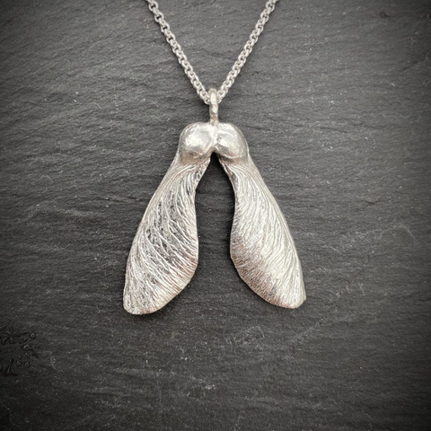 Maple Key Leaf Pendant Necklace Sterling Silver