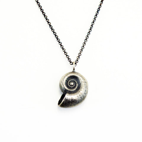 nautilus oxidized silver pendant necklace