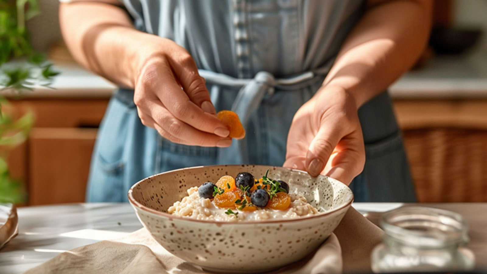 Handful of dried apricots for morning oatmeal