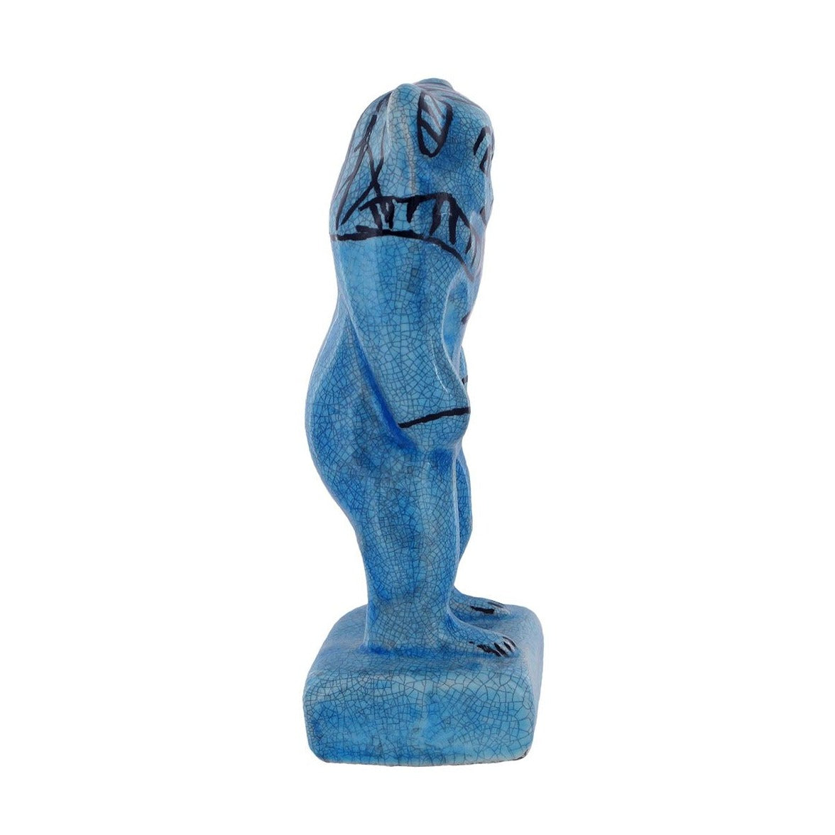 Statue: Egyptian Blue Bes Ceramic - The British Museum