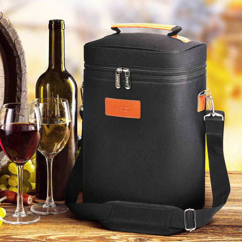 4 bottle black wine bag for man to a outdoor wine trip