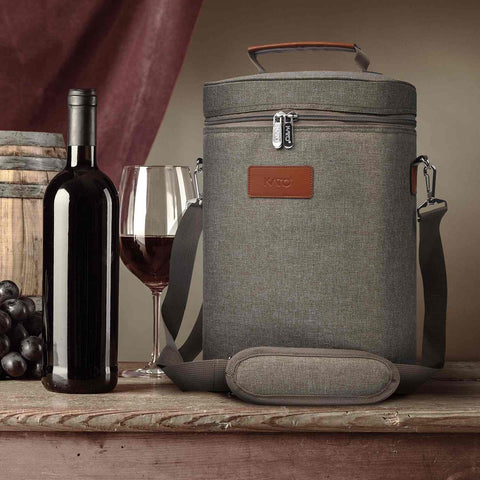 Tirrinia 4 Bottle Wine Bag Gray. An elegant gift