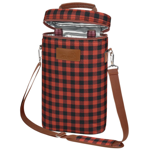 2 Bottle Classic Red Plaid Wine Bag, Christmas Gift. Gift list for red wine lovers.