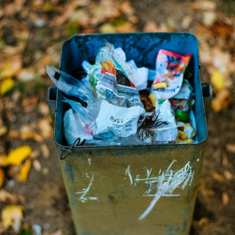 In the fall, a dumpster full of dry trash