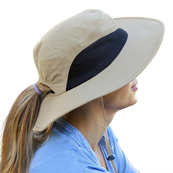Tirrinia Floppy Straw Sun Hat for Women Striped Foldable Beach Cap with Wide Brim Tan