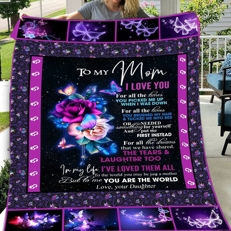 Mother's Day Blanket - To my Mom - I Love You - Purple (2Db)