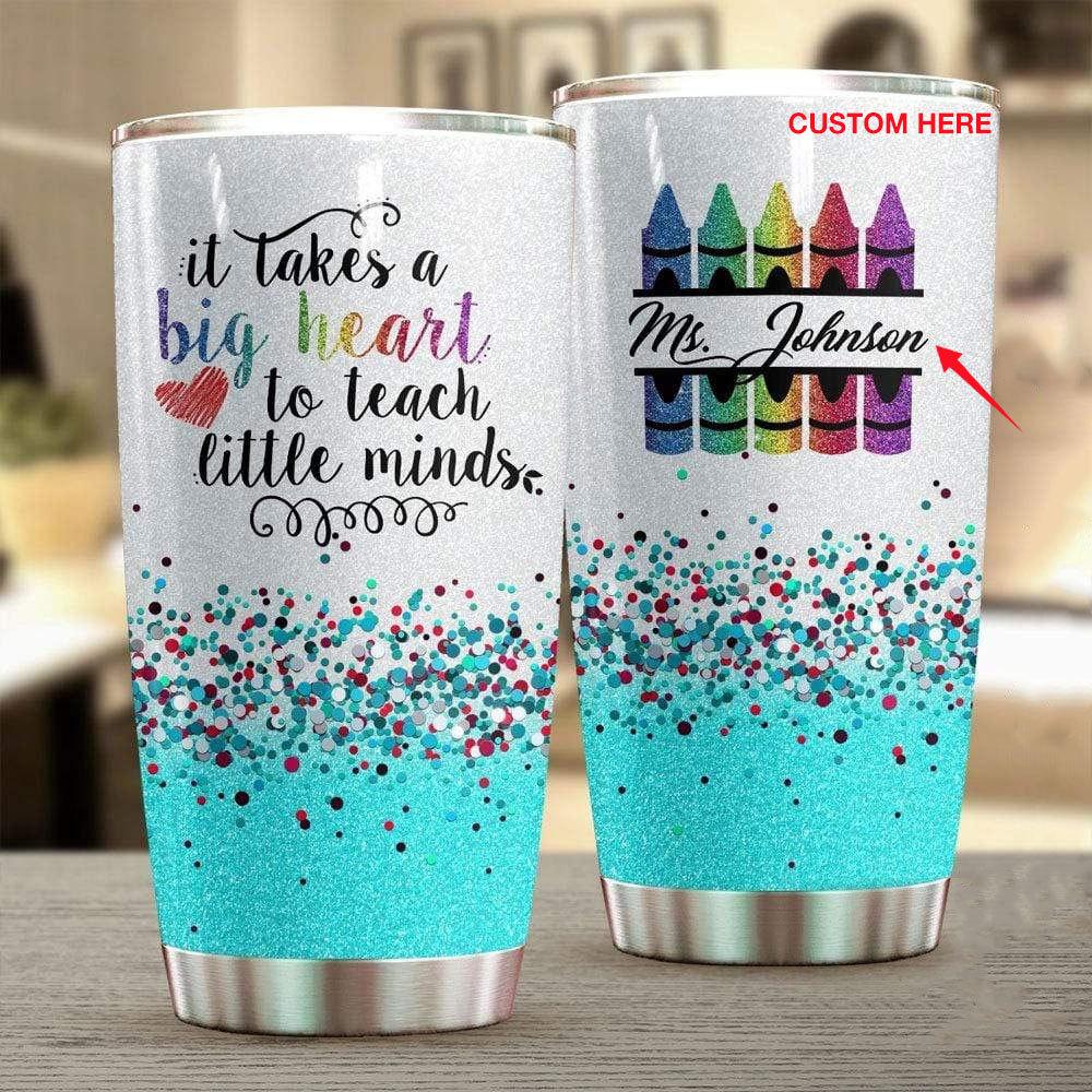 personalized tumbler with straws personalized with glitter pattern and the  sayings Amelia the Big Sister and Heart and Heart