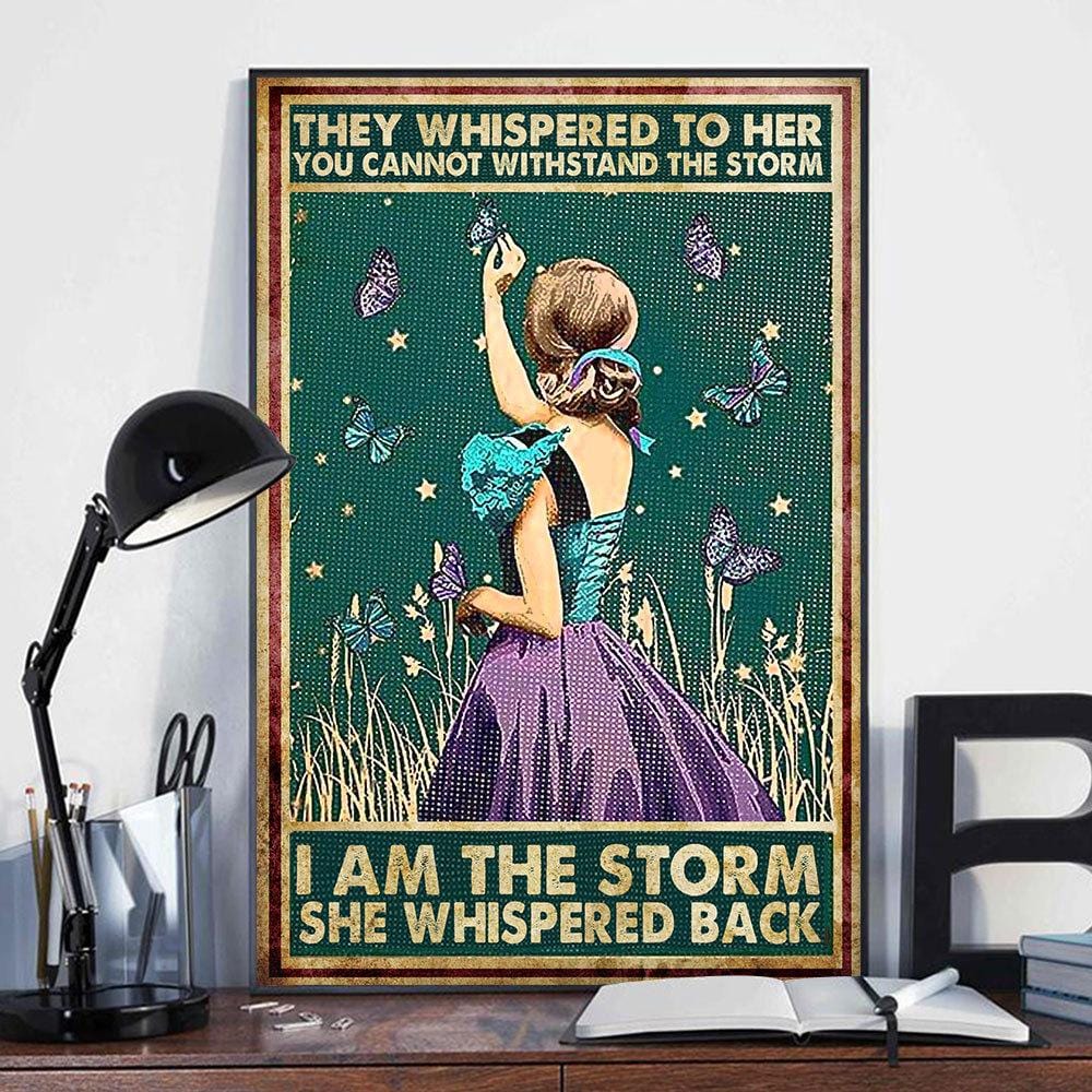  Butterfly Girl Suicide Prevention I Am The Storm She Whispered  Back Art Canvas Poster (Wrapped Canvas Frame, 11x14) : Hogar y Cocina