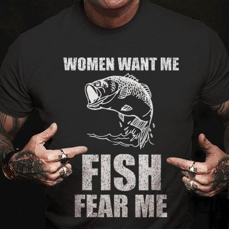 Women Want Me Fish Fear Me Fishing Men's Graphic T-Shirt, Royal