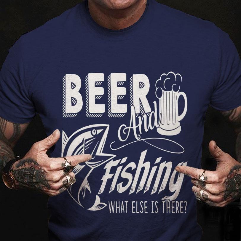 Beer Fish Funny Fishing Drinking Outdoors Long Sleeve T Shirts Tees For Men  