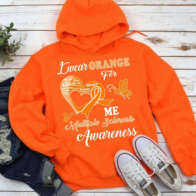 I Wear Orange For Me, Multiple Sclerosis Awareness Support Shirt, Ribbon Butterfly