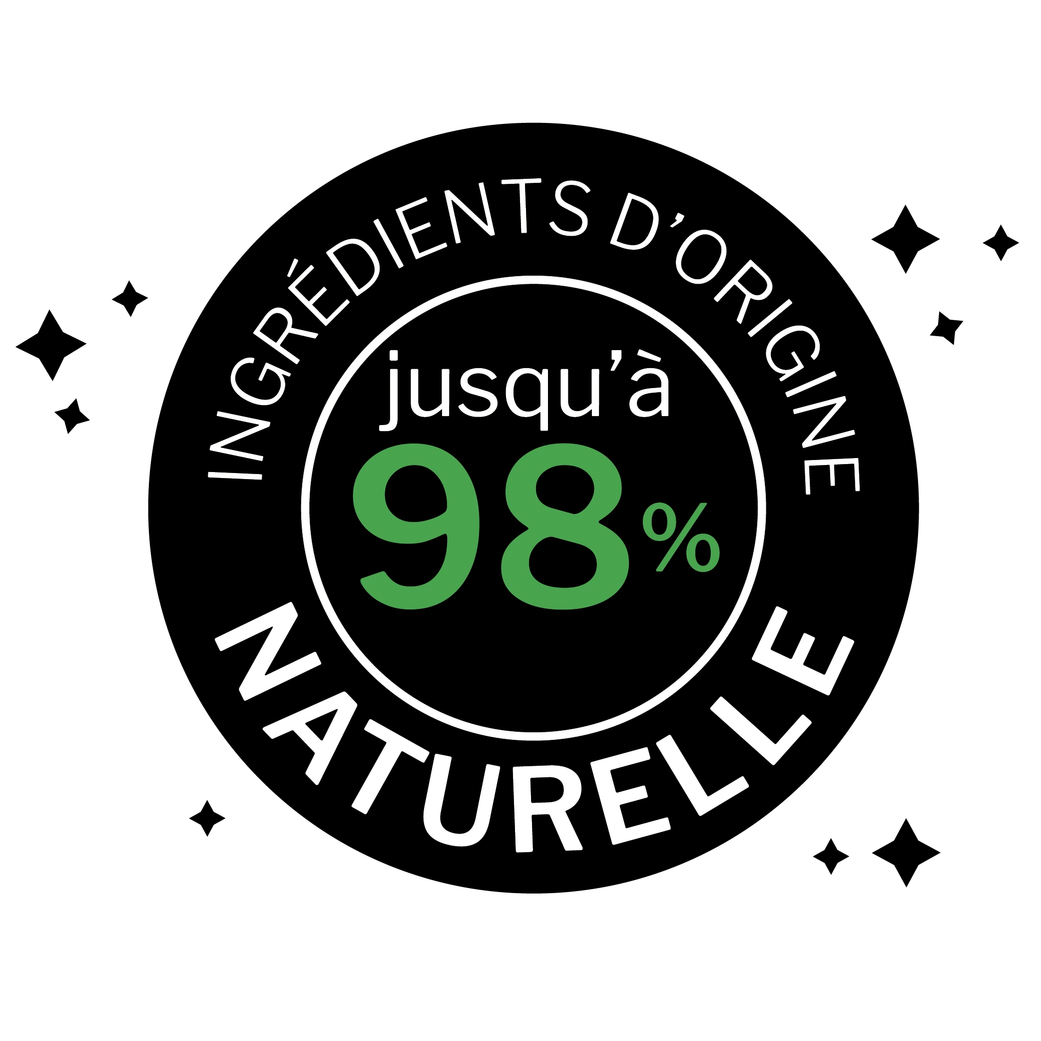 Jusqu'à 98% d'ingrédients d'origine naturelle