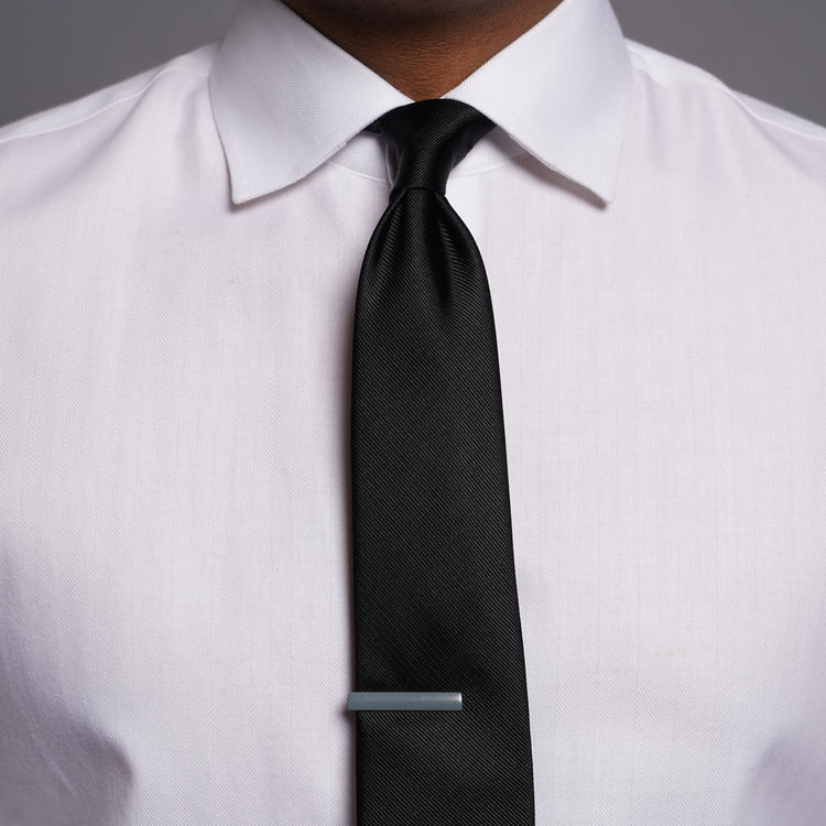 Grosgrain Solid Black Tie | Silk Ties | Tie Bar