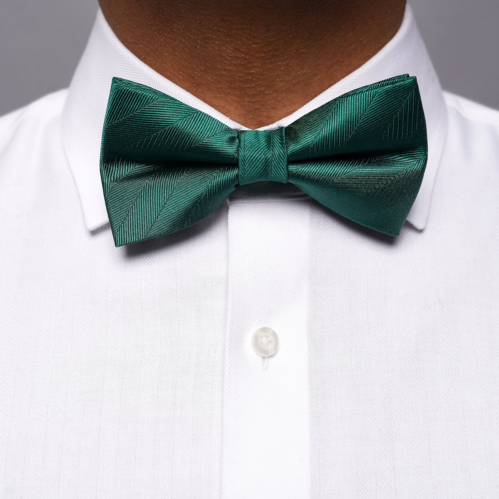 Herringbone Vow Hunter Green Bow Tie | Silk Bow Ties | Tie Bar