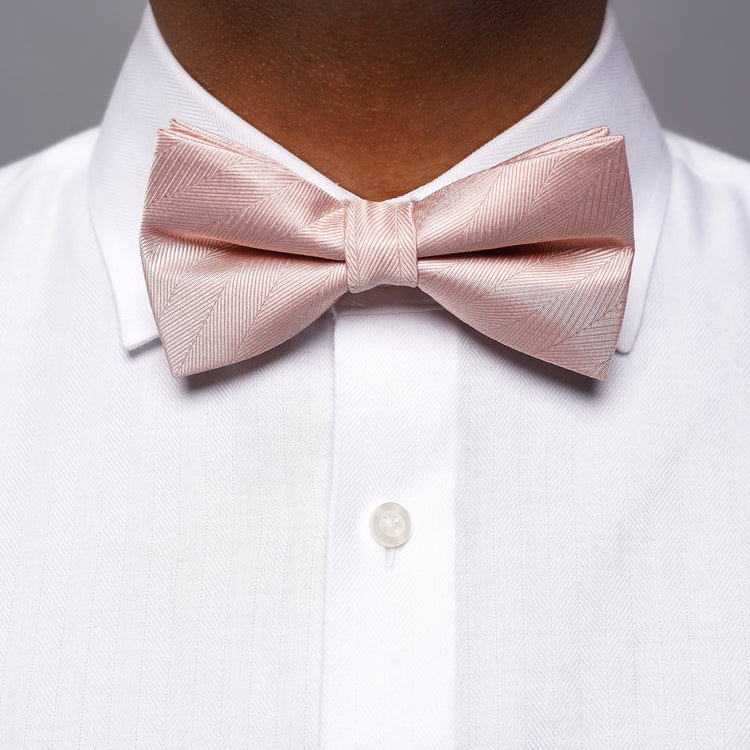 Herringbone Vow Blush Pink Bow Tie | Silk Bow Ties | Tie Bar