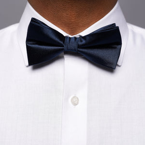 Solid Satin Midnight Navy Bow Tie alternated image 1