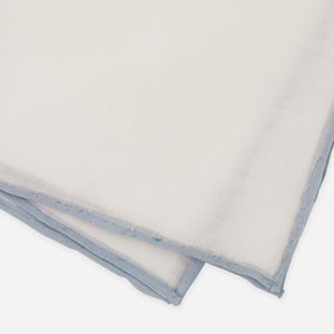 White Linen With Rolled Border Dusty Blue Pocket Square alternated image 2
