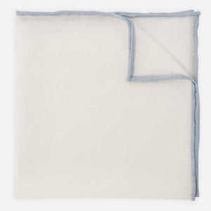White Linen With Rolled Border Dusty Blue Pocket Square featured image