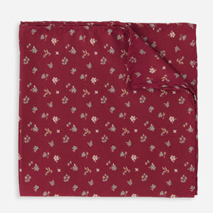 Falling Florals Burgundy Pocket Square