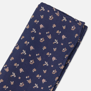 Falling Florals Navy Pocket Square alternated image 1