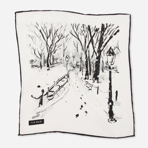 Holiday Snow Day White Pocket Square